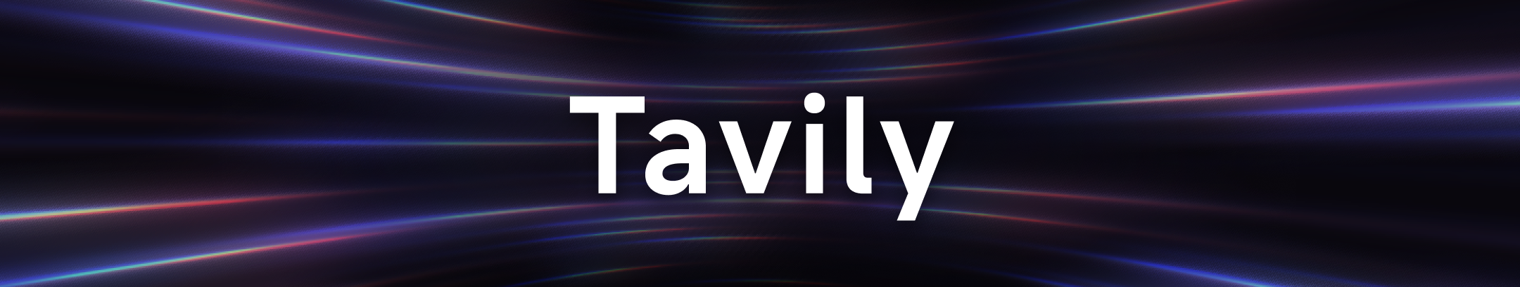 章节头图。深色流光背景上显示白色大字 “Tavily”